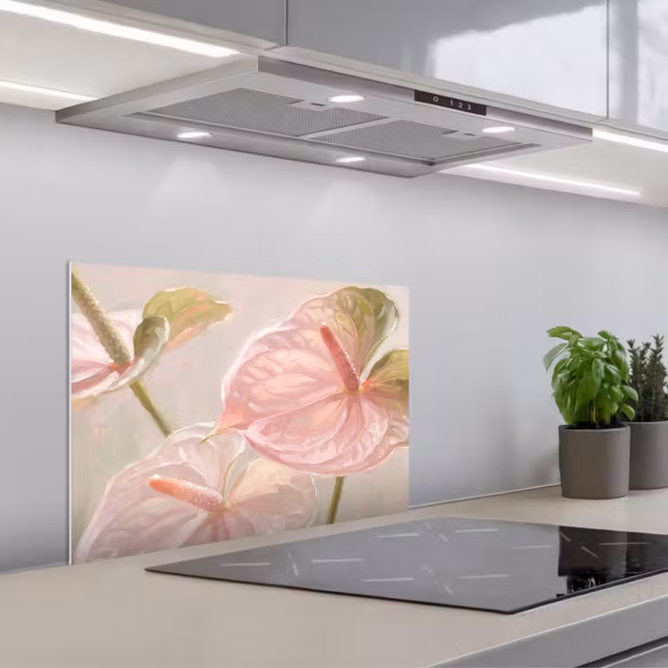 Bloemen - Pastel - Abstract - Natuur - Groen keuken achterwand spatscherm klein -3d_schuin