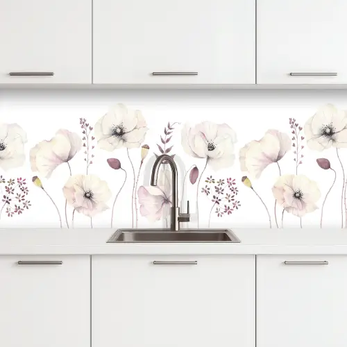 Bloemen - Pastel - Planten - Wit keuken achterwand 2 middel -3d