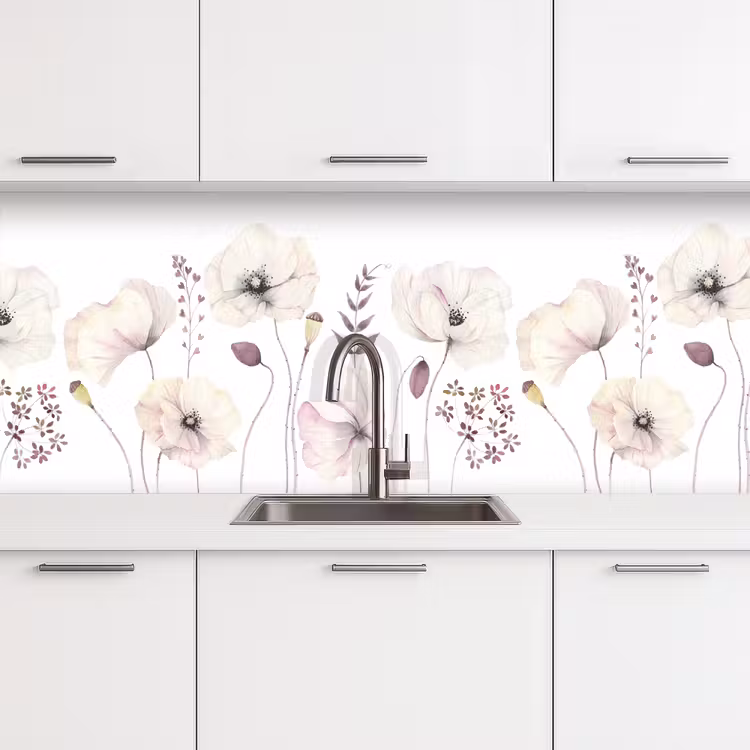 Bloemen - Pastel -  Planten - Wit keuken achterwand 2 middel -3d