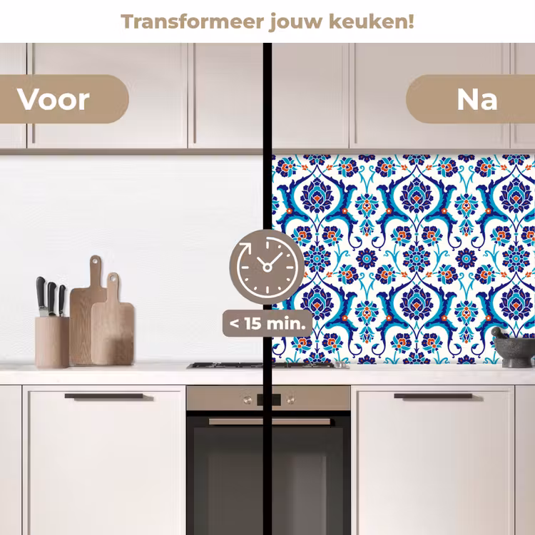 Bloemen - Patronen - Blauw keuken achterwand 2 middel 871 -voor-na2_NL