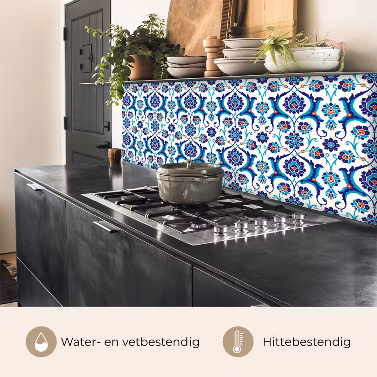 Bloemen - Patronen - Blauw keuken achterwand 2 middel 871 -usp_NL