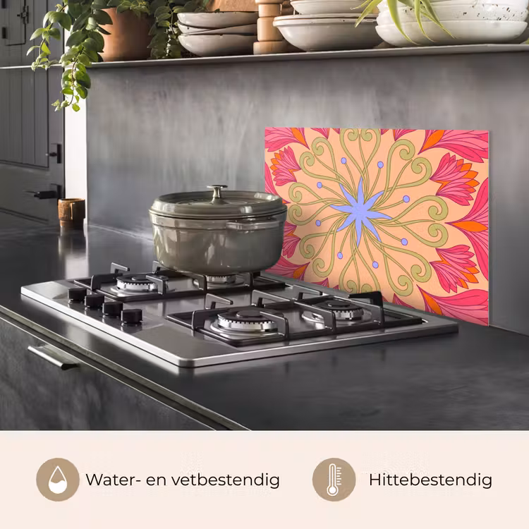 Bloemen - Patroon - Abstract - Roze - Decoratief keuken achterwand spatscherm klein -usp_NL