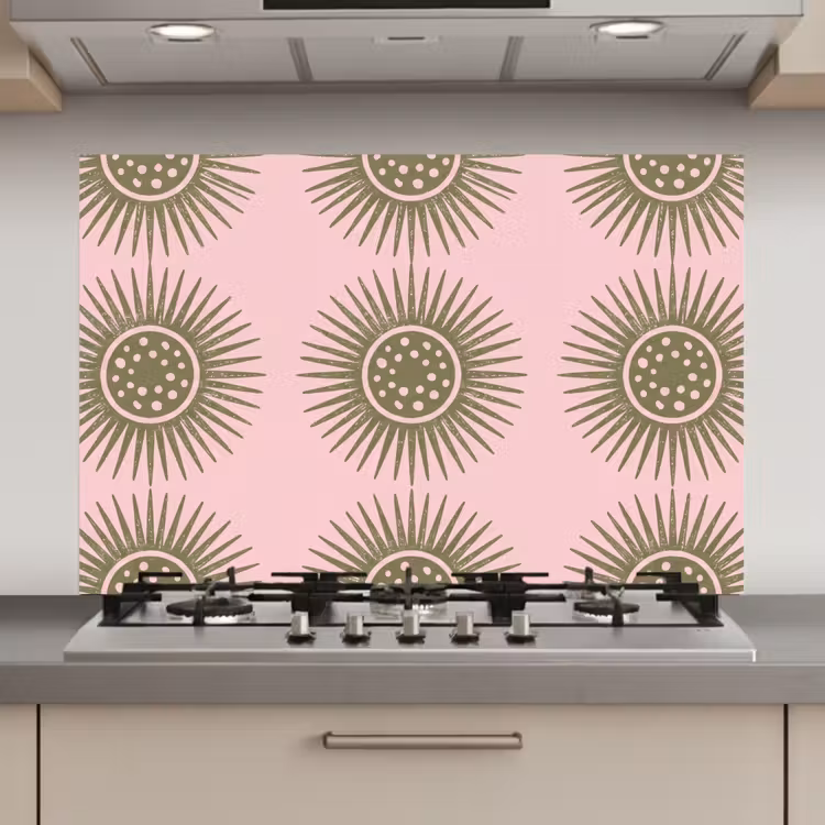 Bloemen - Patroon - Abstract - Roze - Groen keuken achterwand spatscherm klein -3d_website