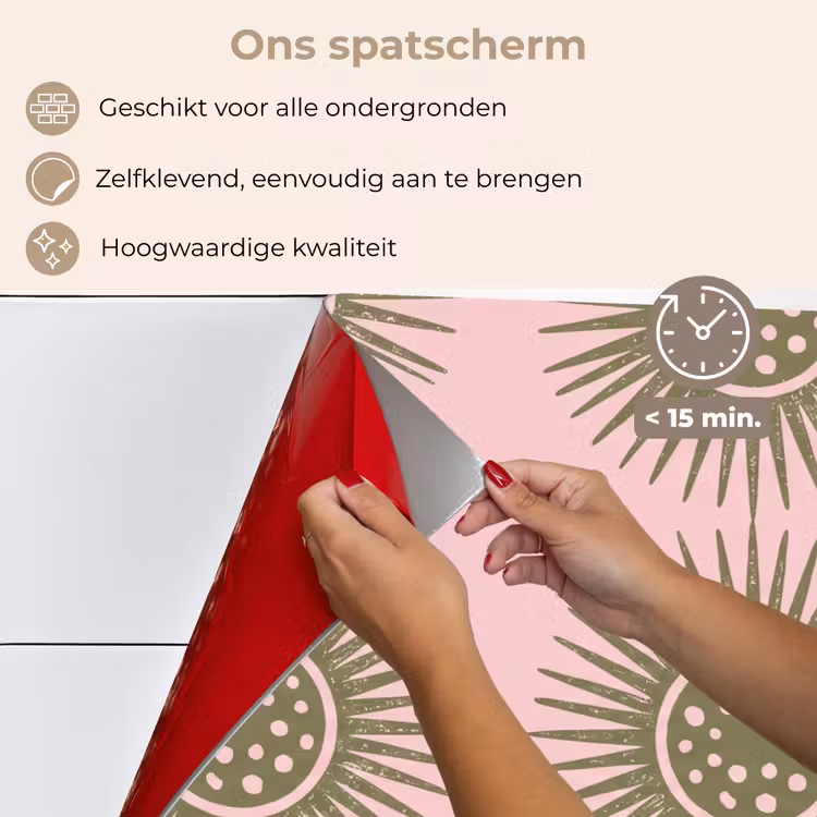 Bloemen - Patroon - Abstract - Roze - Groen keuken achterwand spatscherm klein -spatscherm_NL