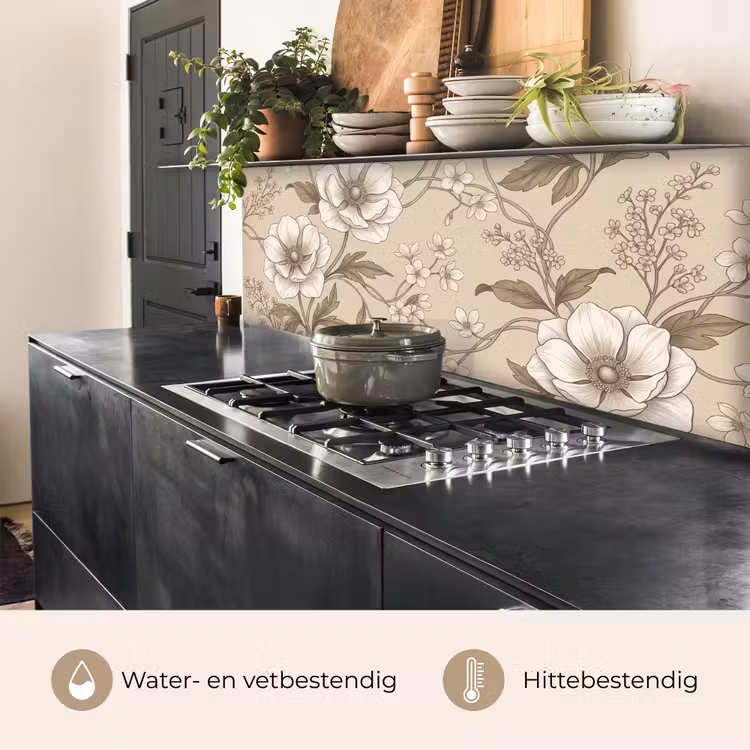 Bloemen - Patroon - Beige keuken achterwand 2 middel -usp_NL