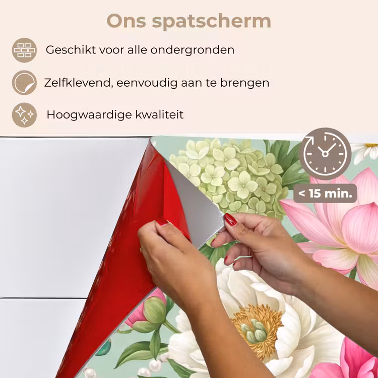 Bloemen - Patroon - Botanisch - Groen keuken achterwand spatscherm klein -spatscherm_NL