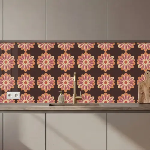 Keuken achterwand - Bloemen - Patroon - Bruin