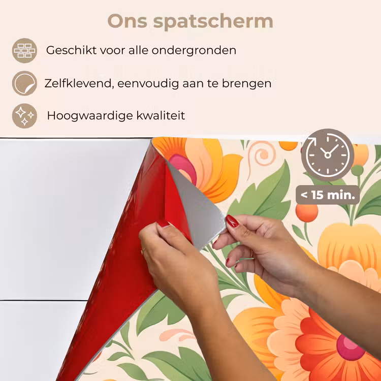 Bloemen - Patroon - Decoratief - Oranje keuken achterwand spatscherm klein -spatscherm_NL
