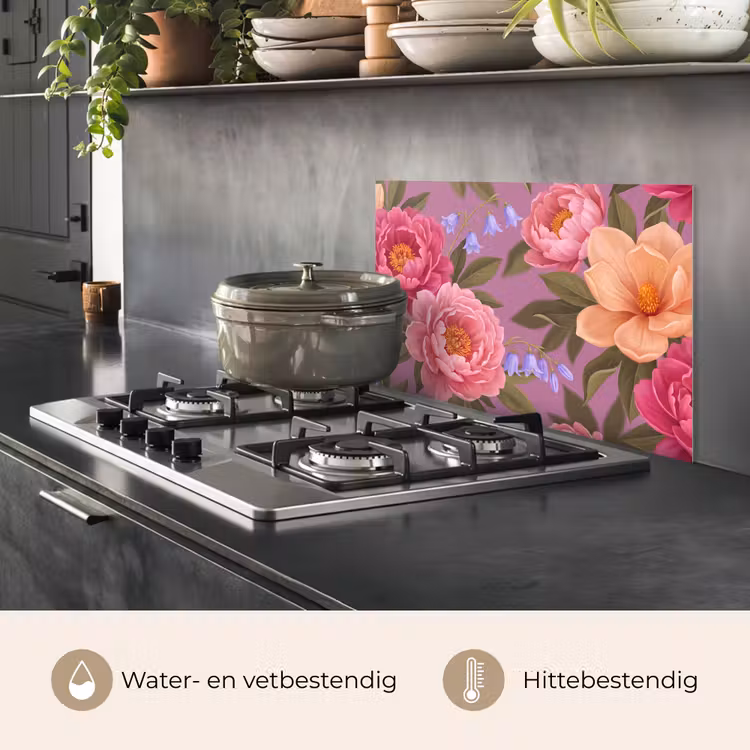 Bloemen - Patroon - Illustratie - Roze keuken achterwand spatscherm klein -usp_NL