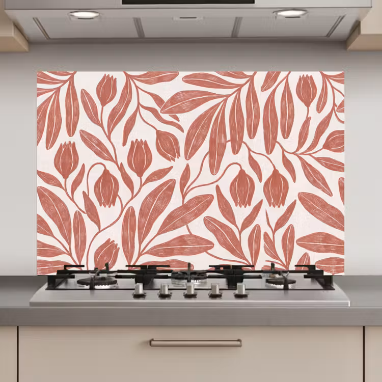 Bloemen - Patroon - Modern - Natuur - Bruin keuken achterwand spatscherm klein -3d_website