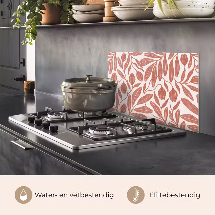 Bloemen - Patroon - Modern - Natuur - Bruin keuken achterwand spatscherm klein -usp_NL