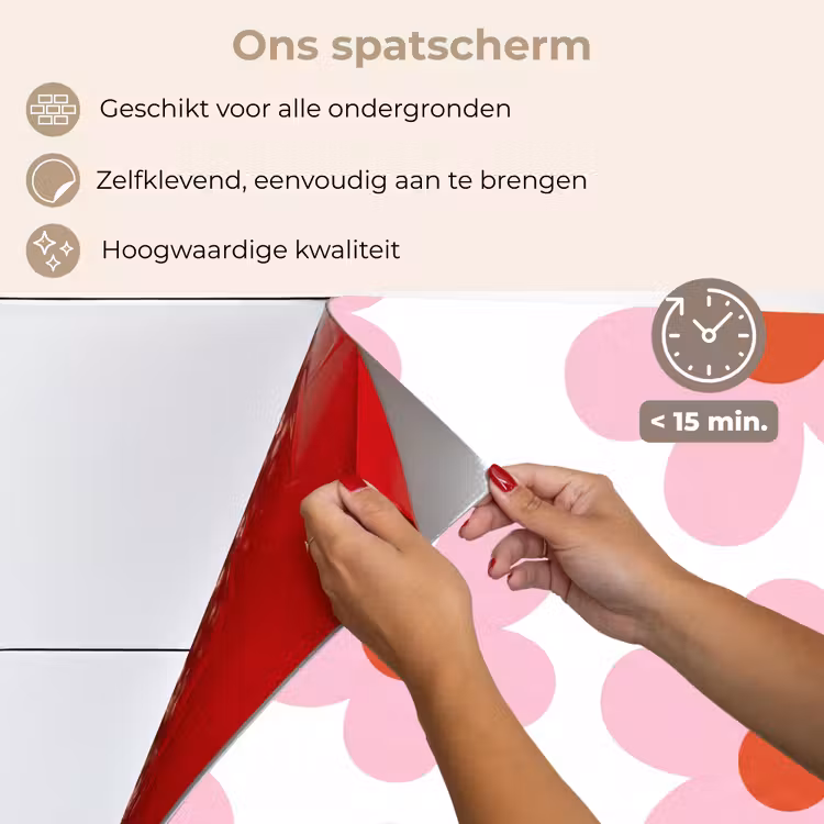 Bloemen - Patroon - Modern - Roze - Wit keuken achterwand spatscherm klein -spatscherm_NL