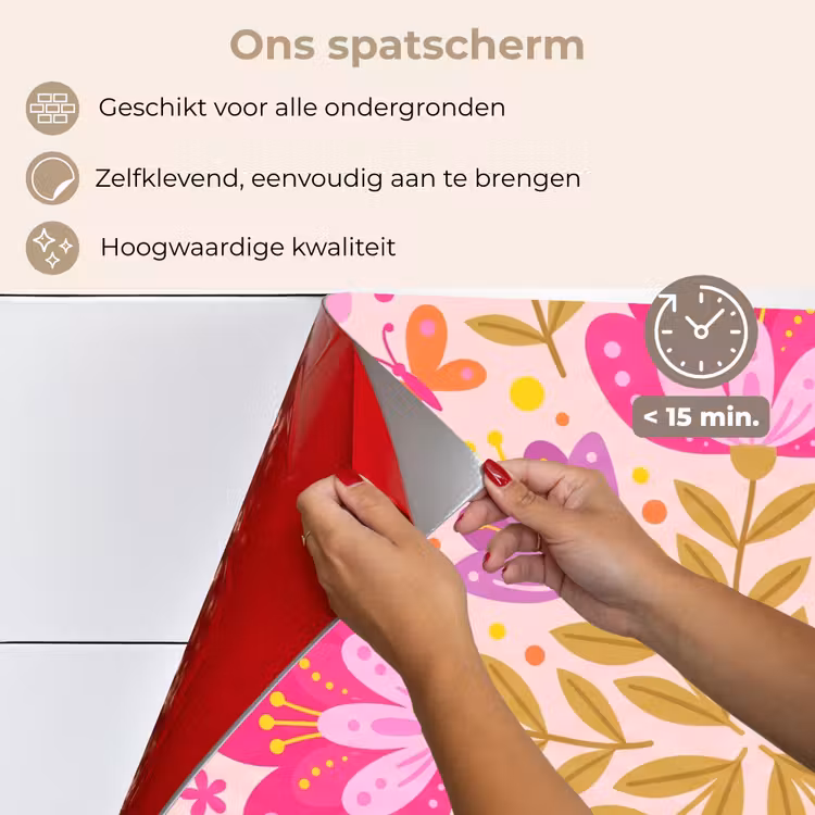 Bloemen - Patroon - Natuur - Abstract - Roze keuken achterwand spatscherm klein -spatscherm_NL