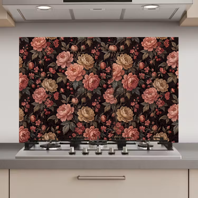 Bloemen - Patroon - Natuur - Vintage - Roze keuken achterwand spatscherm klein -3d_website