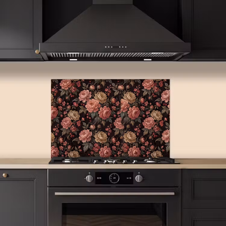 Bloemen - Patroon - Natuur - Vintage - Roze keuken achterwand spatscherm klein -sfeer1