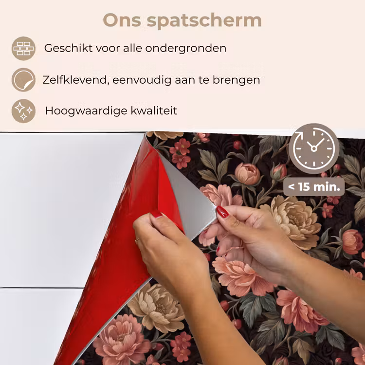 Bloemen - Patroon - Natuur - Vintage - Roze keuken achterwand spatscherm klein -spatscherm_NL