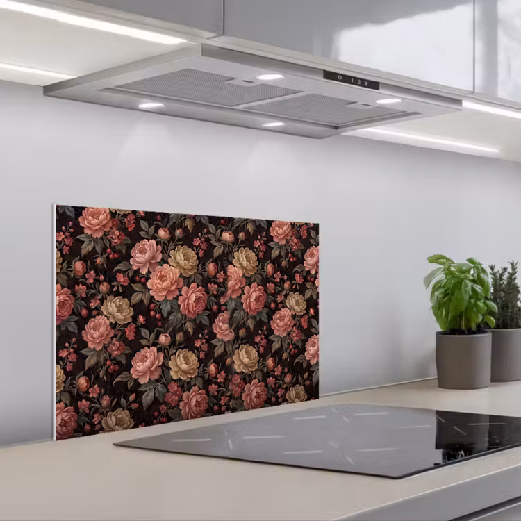 Bloemen - Patroon - Natuur - Vintage - Roze keuken achterwand spatscherm klein -3d_schuin