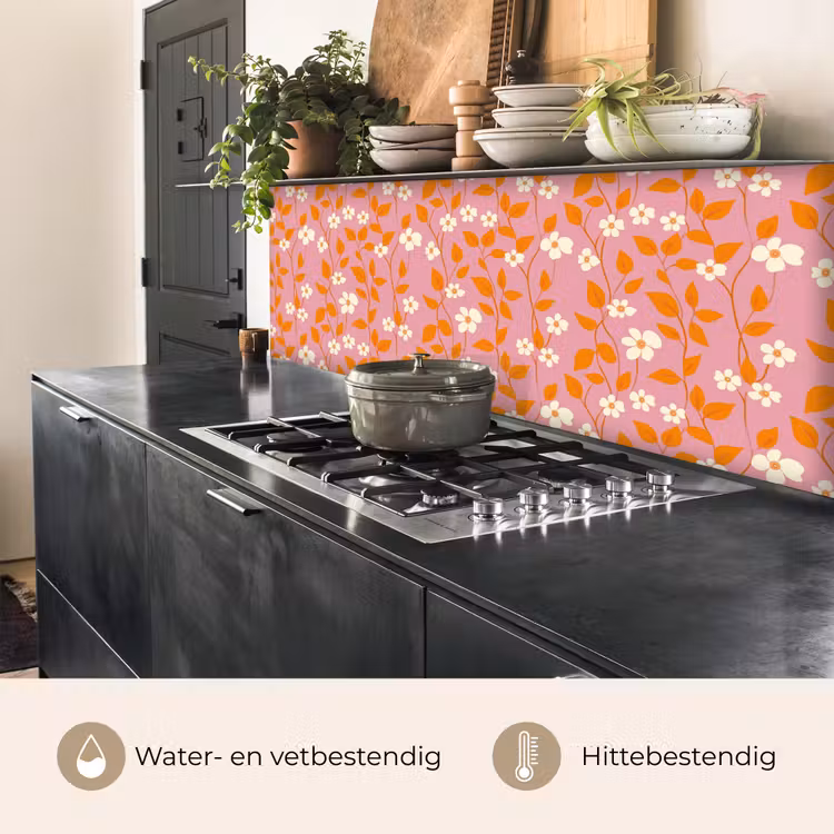 Bloemen - Patroon - Oranje keuken achterwand 2 middel 871 -usp_NL