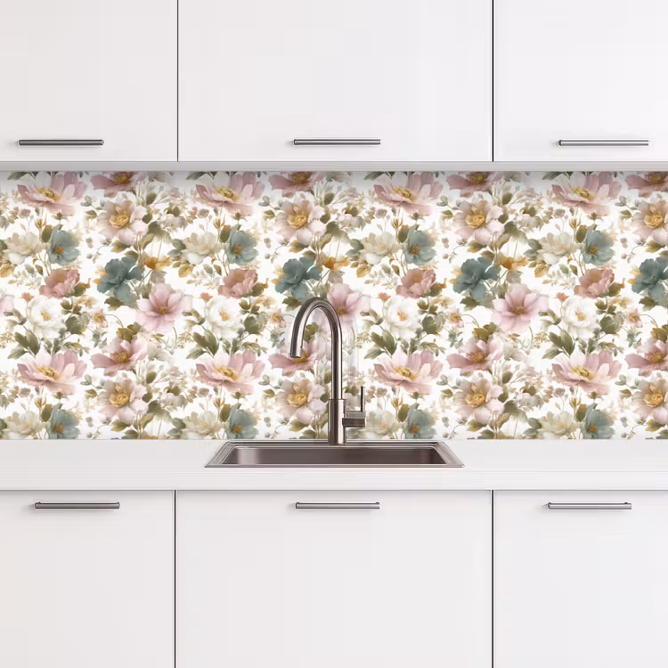 Bloemen - Patroon - Pastel keuken achterwand 2 middel 871 -3d