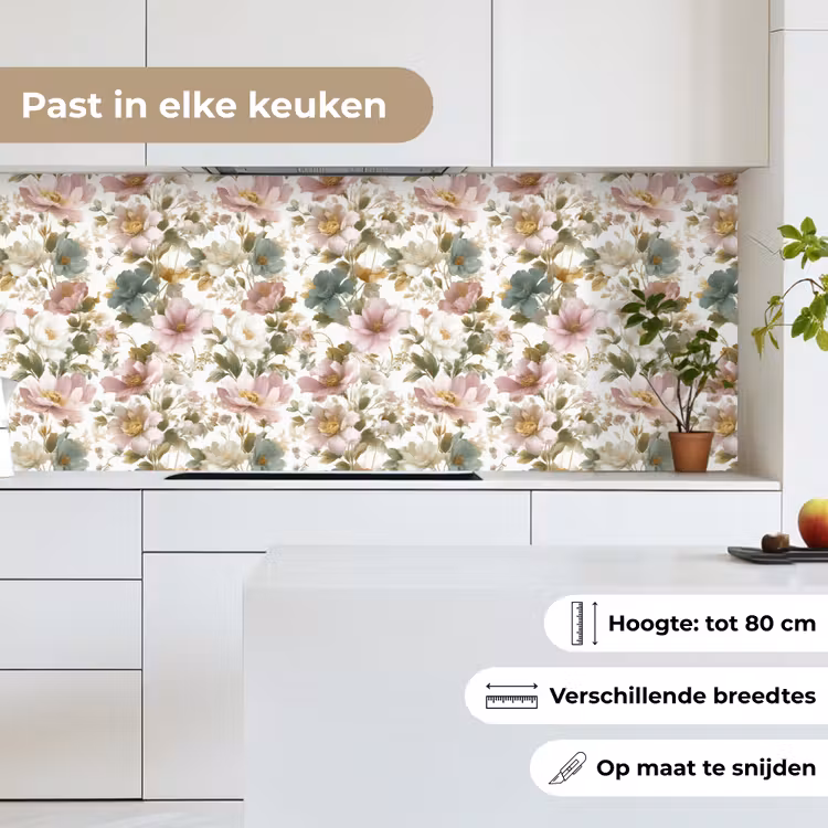 Bloemen - Patroon - Pastel keuken achterwand 2 middel 871 -sfeer4_NL