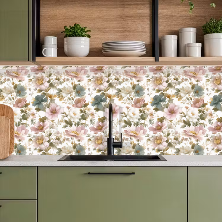 Bloemen - Patroon - Pastel keuken achterwand 2 middel 871 -sfeer3