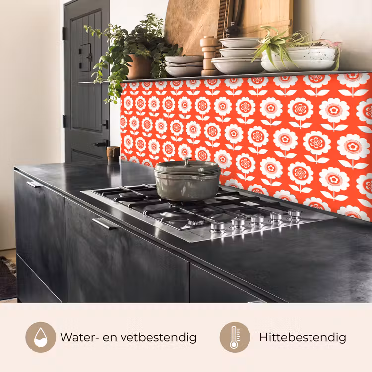 Bloemen - Patroon - Rood keuken achterwand 2 middel 871 -usp_NL