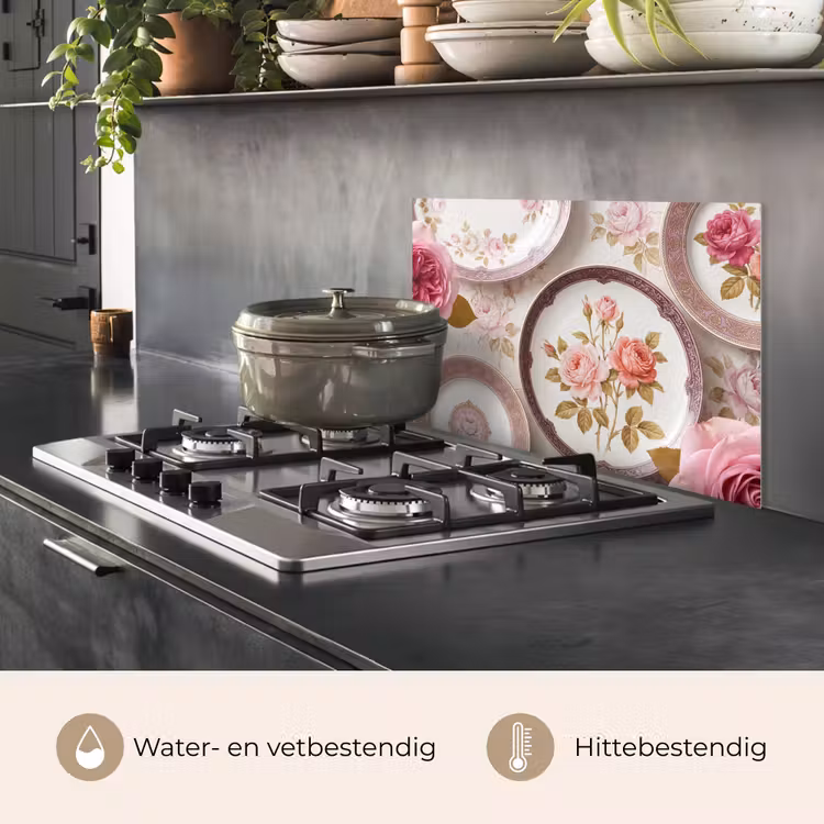 Bloemen - Patroon - Vintage - Roze - Decoratie keuken achterwand spatscherm klein -usp_NL