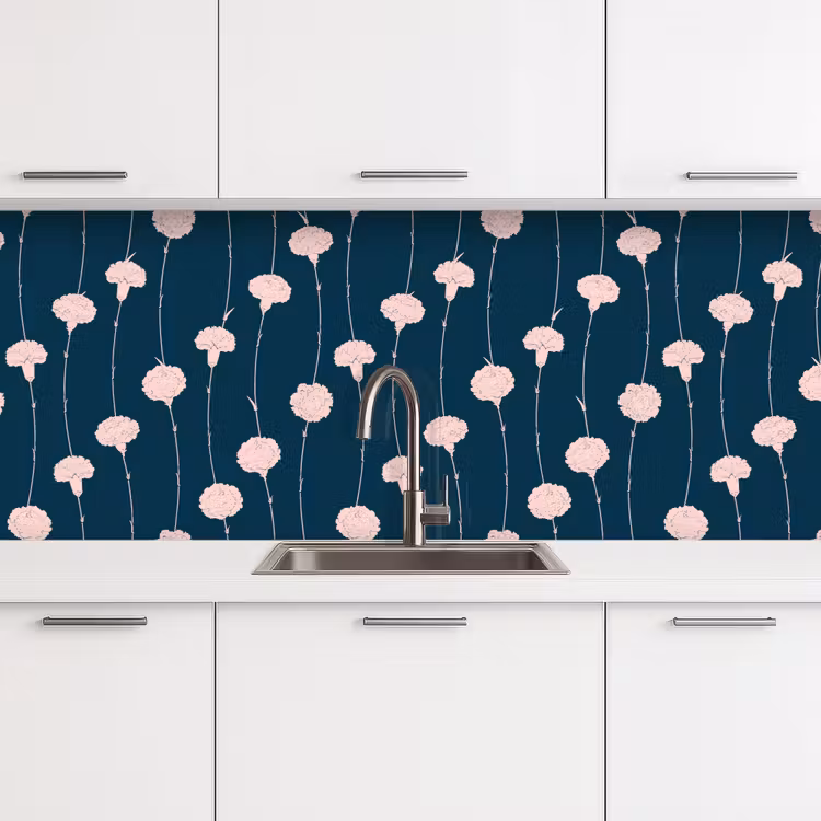Bloemen - Pioenroos - Patronen - Pastel keuken achterwand 2 middel 871 -3d