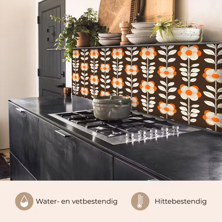 Bloemen - Retro - Bruin keuken achterwand 2 middel 871 -usp_NL