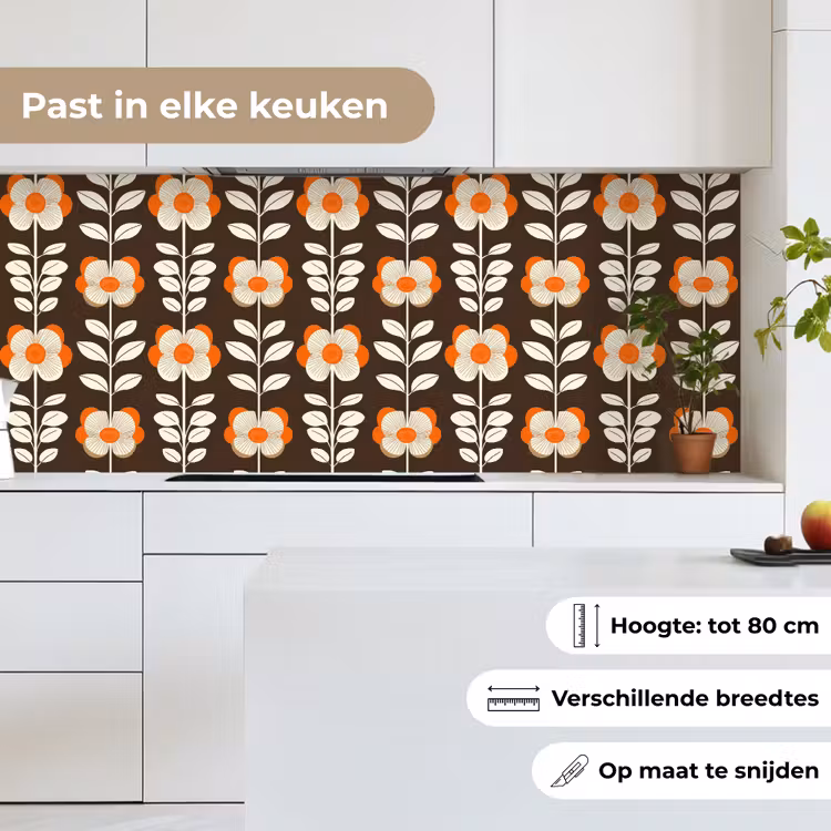 Bloemen - Retro - Bruin keuken achterwand 2 middel 871 -sfeer4_NL