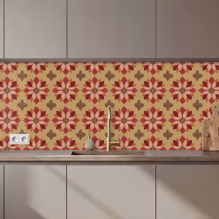 Bloemen - Retro - Groen keuken achterwand 2 middel 871 zz_3dshopping