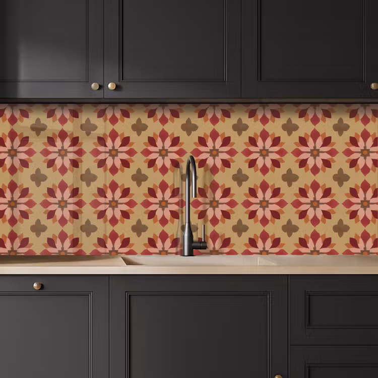 Bloemen - Retro - Groen keuken achterwand 2 middel 871 -sfeer1