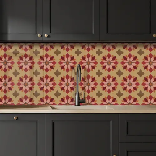 Bloemen - Retro - Groen keuken achterwand 2 middel 871 -sfeer1