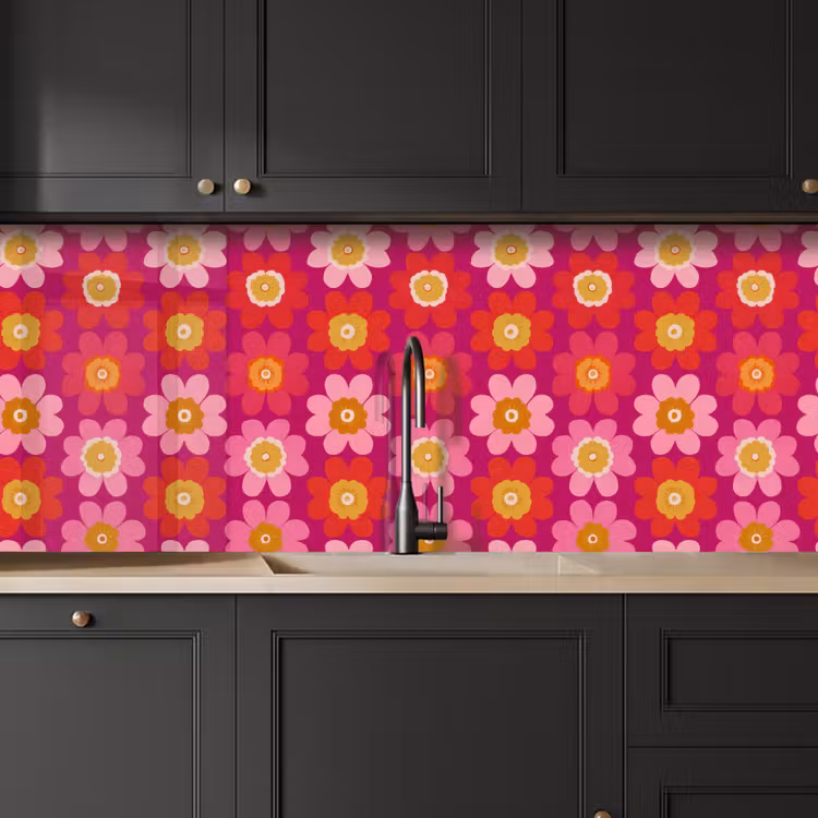 Bloemen - Retro - Kleurrijk keuken achterwand 2 middel 871 -sfeer1