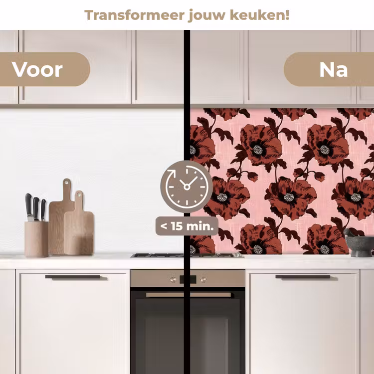 Bloemen - Retro - Rood keuken achterwand 2 middel 871 -voor-na2_NL