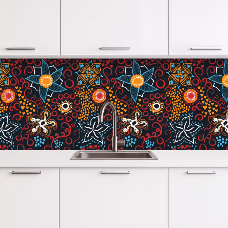 Bloemen - Rood - Patronen keuken achterwand 2 middel 871 -3d