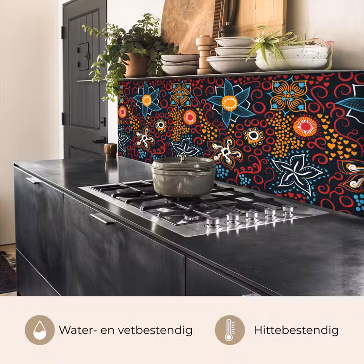 Bloemen - Rood - Patronen keuken achterwand 2 middel 871 -usp_NL