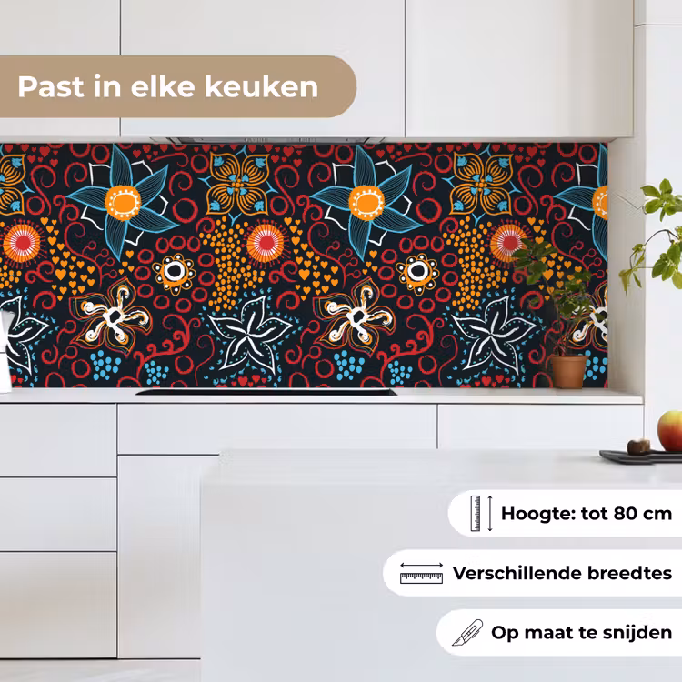 Bloemen - Rood - Patronen keuken achterwand 2 middel 871 -sfeer4_NL