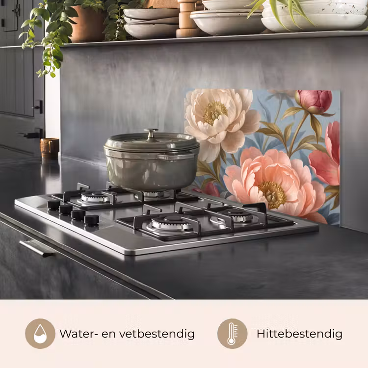 Bloemen - Roze - Beige - Modern - Natuur keuken achterwand spatscherm klein -usp_NL
