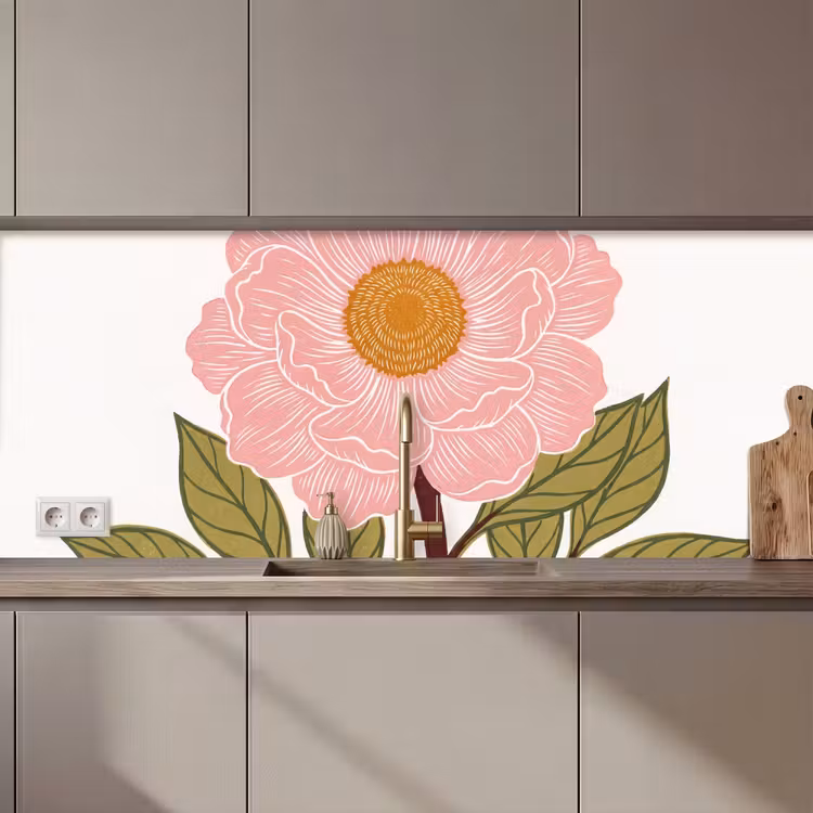 Keuken achterwand - Bloemen - Roze - Illustratie - Bloemen - Roze - Illustratie keuken achterwand 2 middel zz_3dshopping