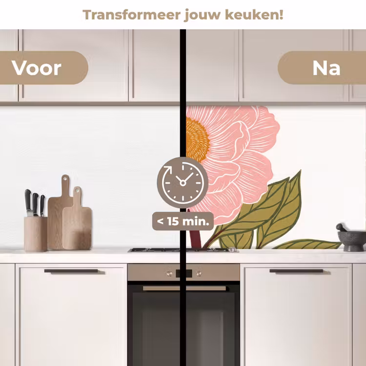 Keuken achterwand - Bloemen - Roze - Illustratie - Bloemen - Roze - Illustratie keuken achterwand 2 middel