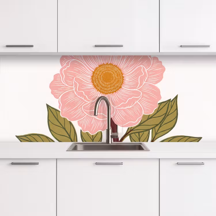 Keuken achterwand - Bloemen - Roze - Illustratie - Bloemen - Roze - Illustratie keuken achterwand 2 middel