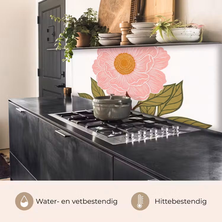 Keuken achterwand - Bloemen - Roze - Illustratie - Bloemen - Roze - Illustratie keuken achterwand 2 middel