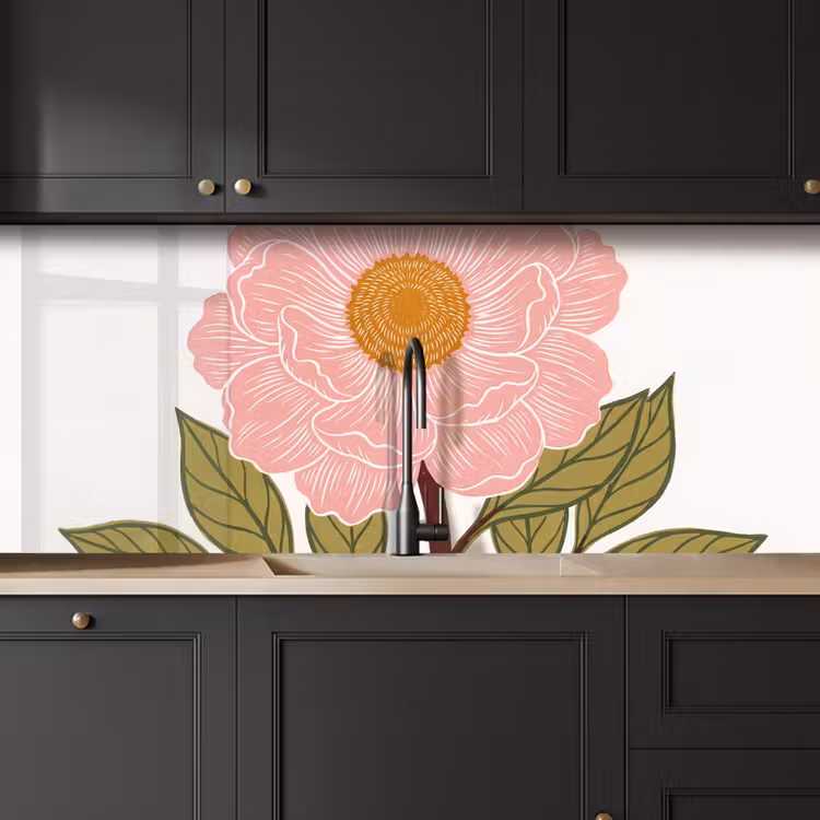 Keuken achterwand - Bloemen - Roze - Illustratie - Bloemen - Roze - Illustratie keuken achterwand 2 middel