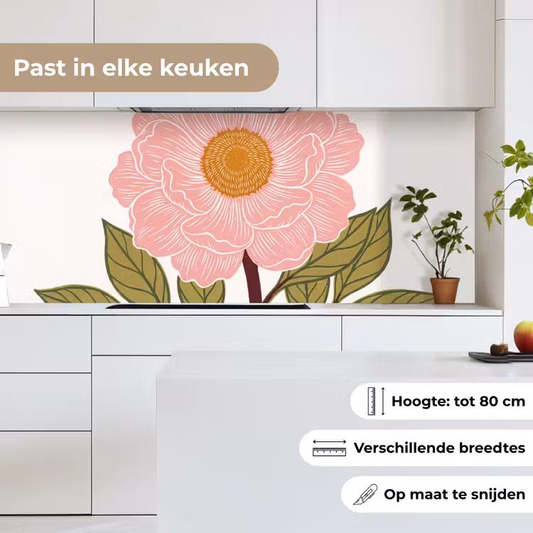 Keuken achterwand - Bloemen - Roze - Illustratie - Bloemen - Roze - Illustratie keuken achterwand 2 middel