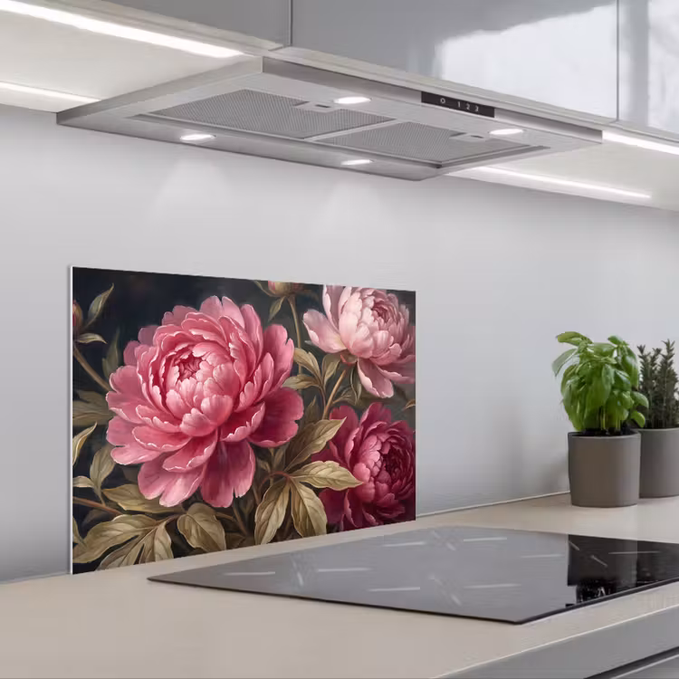 Bloemen - Roze - Klassiek - Natuur keuken achterwand spatscherm klein -3d_schuin