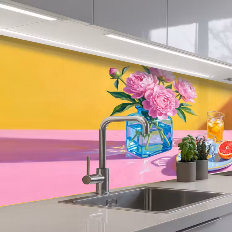 Keuken achterwand - Bloemen - Roze - Modern - Bloemen - Roze - Modern keuken achterwand 2 middel