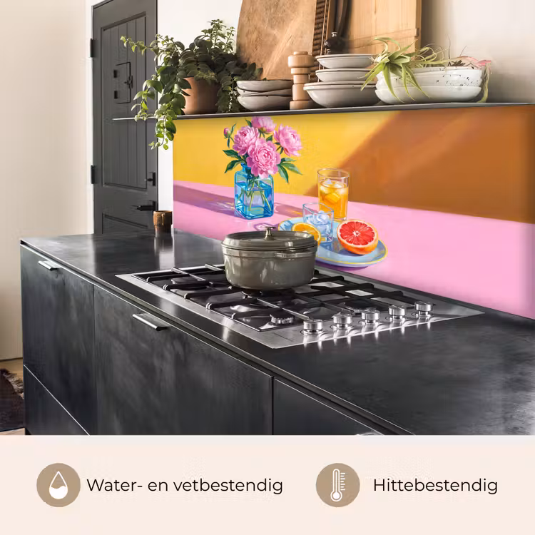 Keuken achterwand - Bloemen - Roze - Modern - Bloemen - Roze - Modern keuken achterwand 2 middel