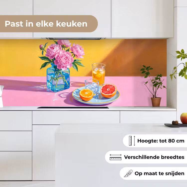 Keuken achterwand - Bloemen - Roze - Modern - Bloemen - Roze - Modern keuken achterwand 2 middel