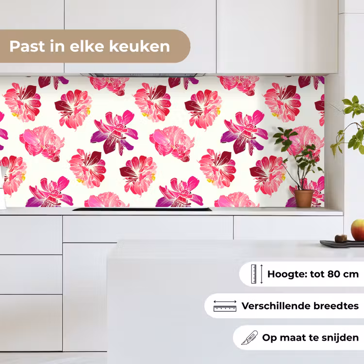 Bloemen - Roze - Patroon keuken achterwand 2 middel 871 -sfeer4_NL